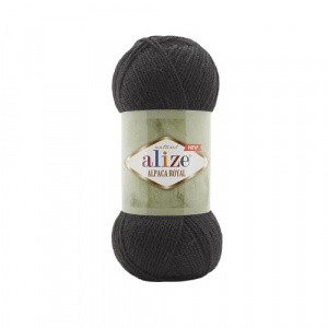 Пряжа Alpaca Royal (55%акр+30%альп+15%ш) 5х100гр/250м цв.60 черный