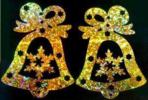 Пайетки "колокольчик" 60х80мм золото лазер (10шт)