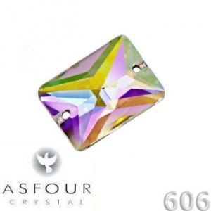 Стразы Asfour пришивные №606/14х18мм прямоугольник №100 перламутр