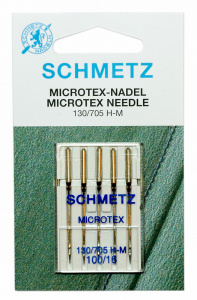 Иглы "Schmetz" микротекс (особо острые) №100,130/705H-M (5игл) для БШМ