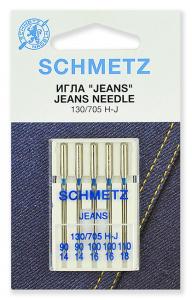 Иглы "Schmetz" джинсы №90(2),100(2),110 (5игл) для БШМ 