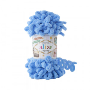 Пряжа Puffy (100% микрополиэстер) 5х100гр/9,2м цв.289 т.голубой