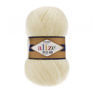 Пряжа Angora Real 40 (40%шерсть+60%акрил) 5х100г/430м цв.01 кремовый