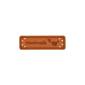 Нашивка лейбл #130/1 Hand Made 50х15мм коричневый