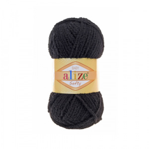 Пряжа Softy (100% микрополиэстер) 5х50гр/115м цв.60 черный