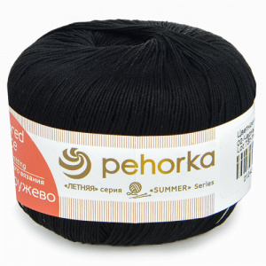 Пряжа Цветное кружево (100%мерс.хлопок) 4х50г/475м цв.02 черный
