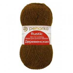 Пряжа Деревенская (100% полугрубая шерсть) 10х100г/250м цв.32 табак
