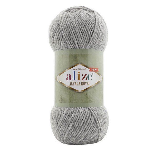 Пряжа Alpaca Royal NEW (55%акр+15%альп+30%ш) 5х100гр/250м цв.21 серый меланж