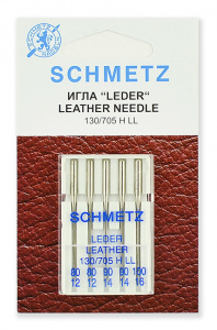 Иглы "Schmetz" кожа №80(2),90(2),100 (5игл) для БШМ 