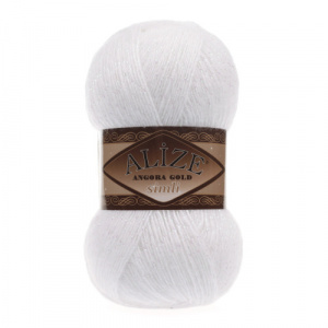 Пряжа Angora Gold SIMLI (75%акр+20%шер+5%мет) 5Х100г/500м цв.55 белый
