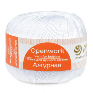 Пряжа Ажурная (100% мерс.хлопок) 10х50г/280м цв.01 белый