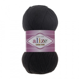Пряжа Cotton Gold (55%хлопок+45%акрил) 5х100г/300м цв.60 черный