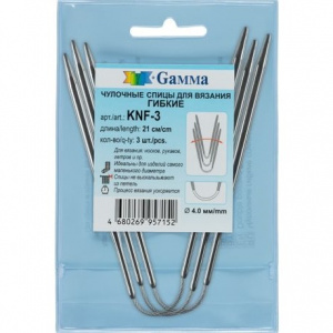 Спицы носочные гибкие Gamma KNF-3  4,0мм 21см 