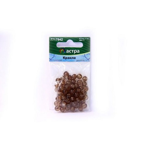 Бусины стекло 7717842-3 "Кракле" 6мм коричневый 65шт