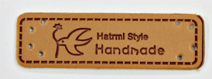 Нашивка лейбл #93 Hand Made 50х15мм коричневый