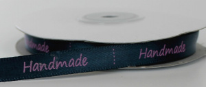 Лента атлас "Handmade" 10мм синий