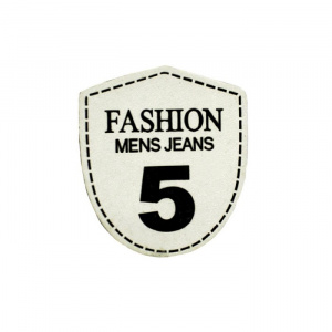 Нашивка лейбл #115 Fashion mens jeans 5 35х38мм белый