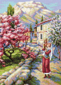 Мозаика круглые стразы БСА3-147 "Краски весны" 26х36см  