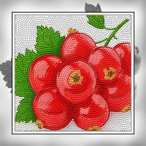 Мозаика круглые стразы БСА25-094 "Красная смородина" 25х25см  