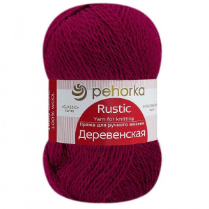 Пряжа Деревенская (100% полугрубая шерсть) 10х100г/250м цв.07 бордо