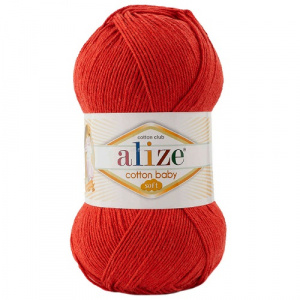 Пряжа Cotton BABY SOFT (50%хлопок+50%акрил) 5х100г/270м цв.104 св.красный