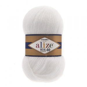 Пряжа Angora Real 40 (40%шерсть+60%акрил) 5х100г/430м цв.55 белый