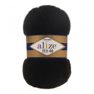 Пряжа Angora Real 40 (40%шерсть+60%акрил) 5х100г/430м цв.60 черный
