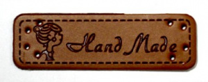 Нашивка лейбл #1137 Hand Made 50х15мм коричневый