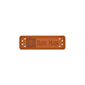Нашивка лейбл #131/1 Hand Made 50х15мм коричневый